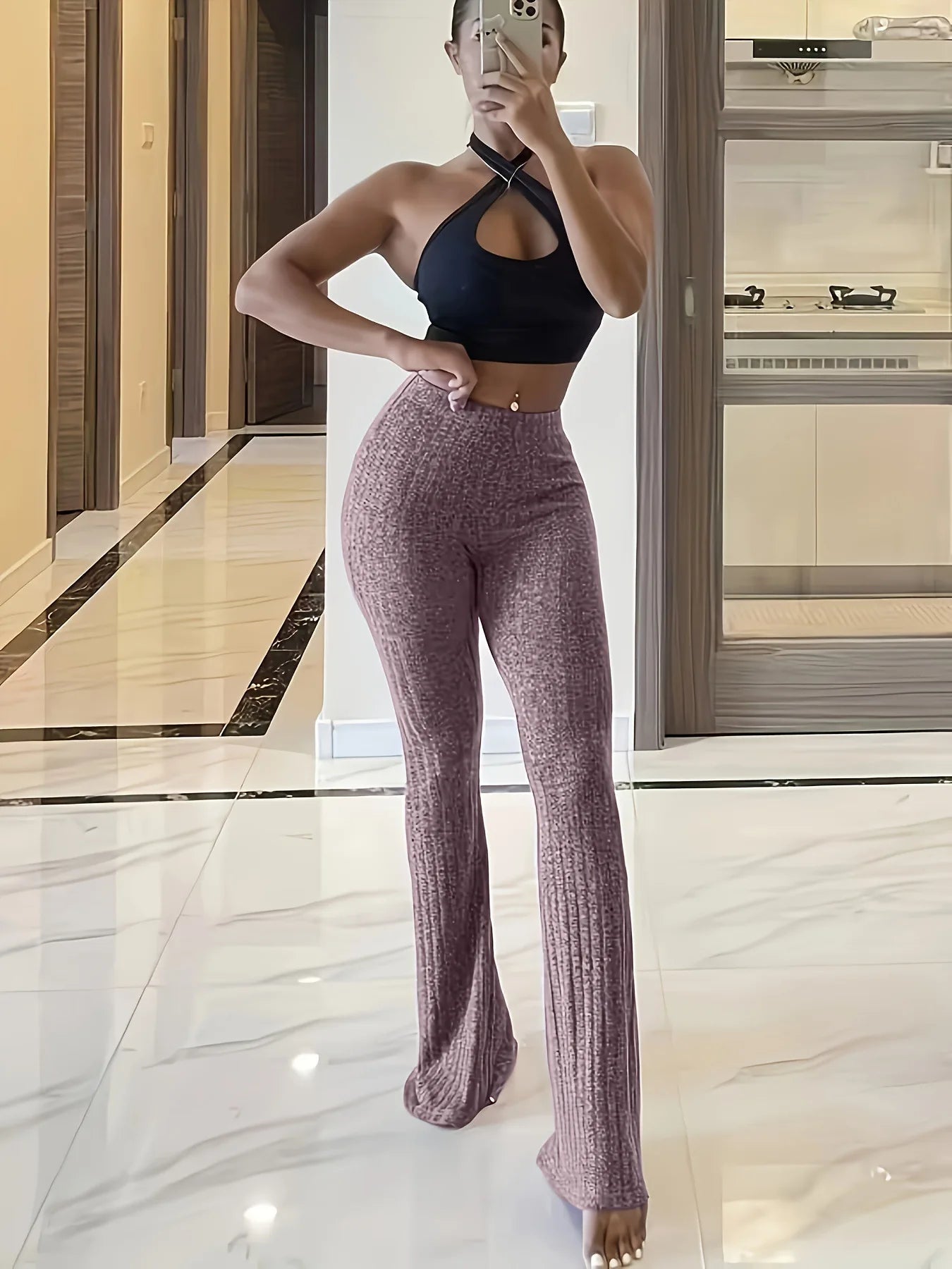 Slim High Waist Capris Sexy Flare Pants